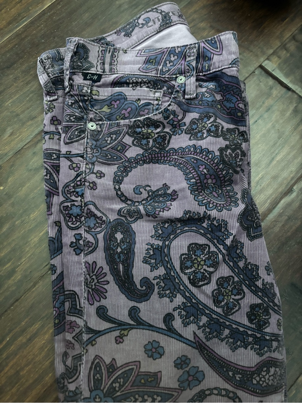 Citizens of Humanity Paisley Print Skinny Thompson Cord Jean 27 - Picture 2 of 3